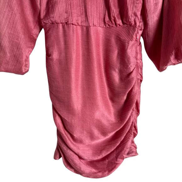 Veronica Beard Gracelynn Pink Ruched Satin Balloon Sleeve Mini Dress Size 0 - Picture 11 of 16